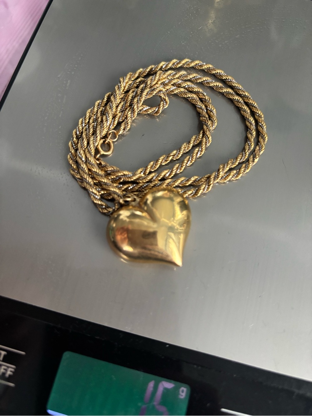 Polished Gold Heart Pendant Rope Necklace - Women's Jewelry